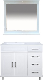 Misty Мебель для ванной Купер 90 L 4 ящика с зеркалом Гамма белая – фотография-1